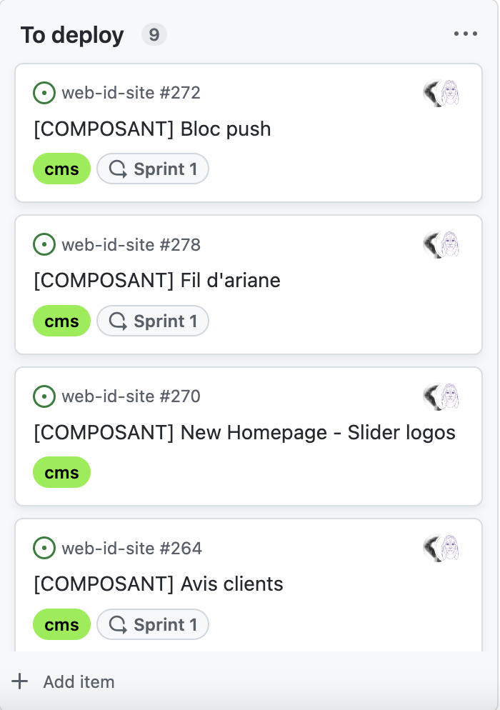 principe du sprint et du label sur Github