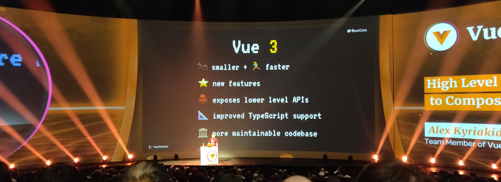 Slite projetée expliquant les nouveautés de Vue3