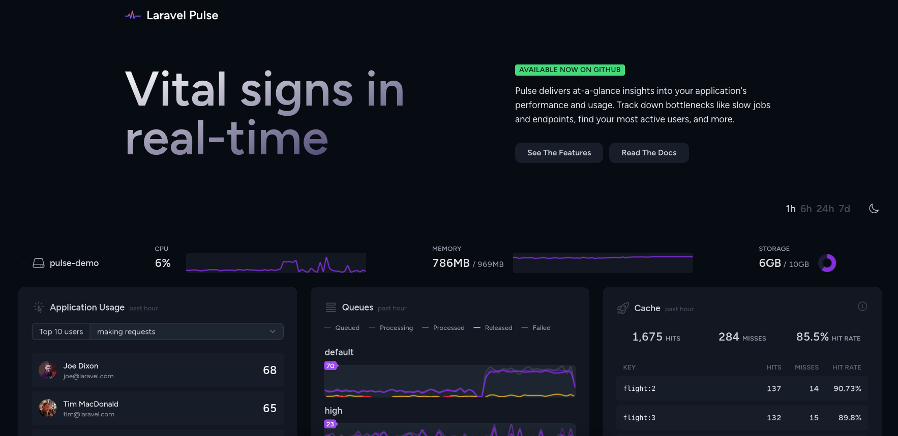 laravel pulse dashboard